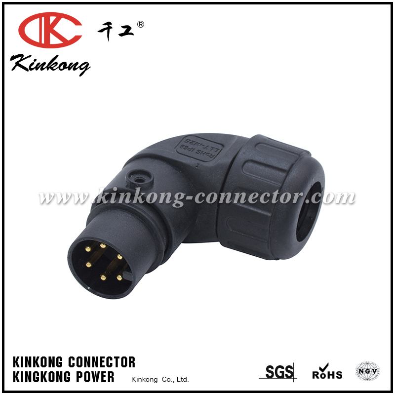 6 pin 90°angle male to female right angle adapter